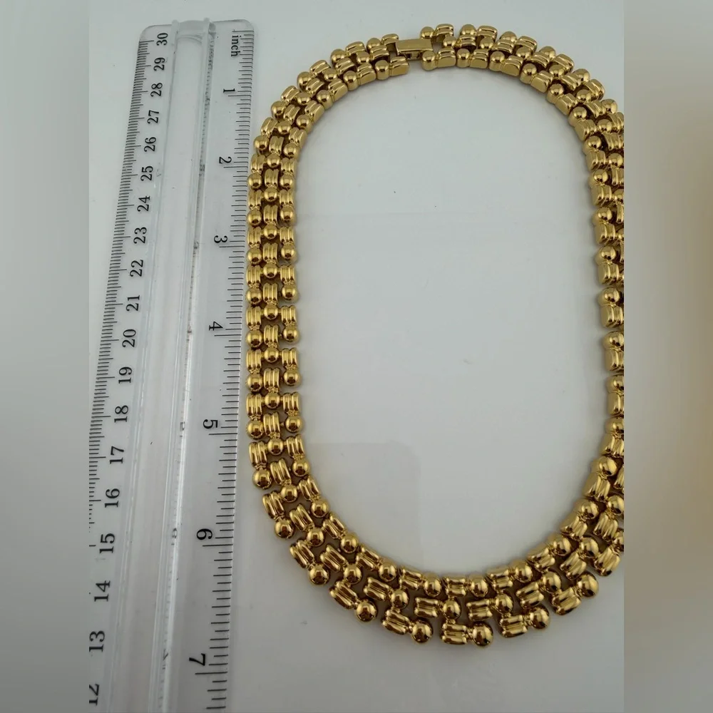 Vintage Ultra-Heavy Gold Plated Panther Link Necklace – 116g Couture Quality
